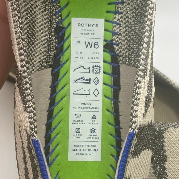 Rothy’s Gray Zebra Womens Retired Flats Pointed Toe Shoes Size 6W - Picture 12 of 12